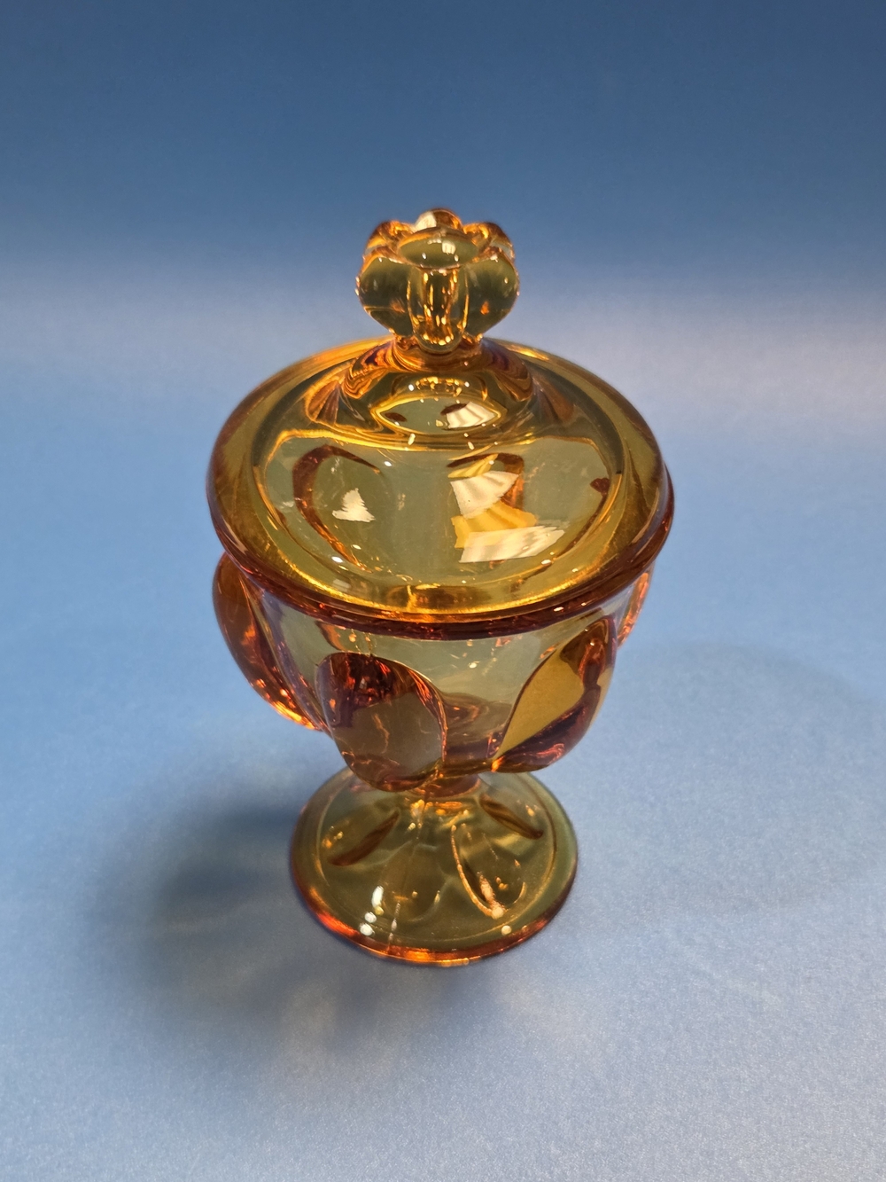 Amber Glass Decorative Lidded Jar - Amber Home Accent 6"×3"